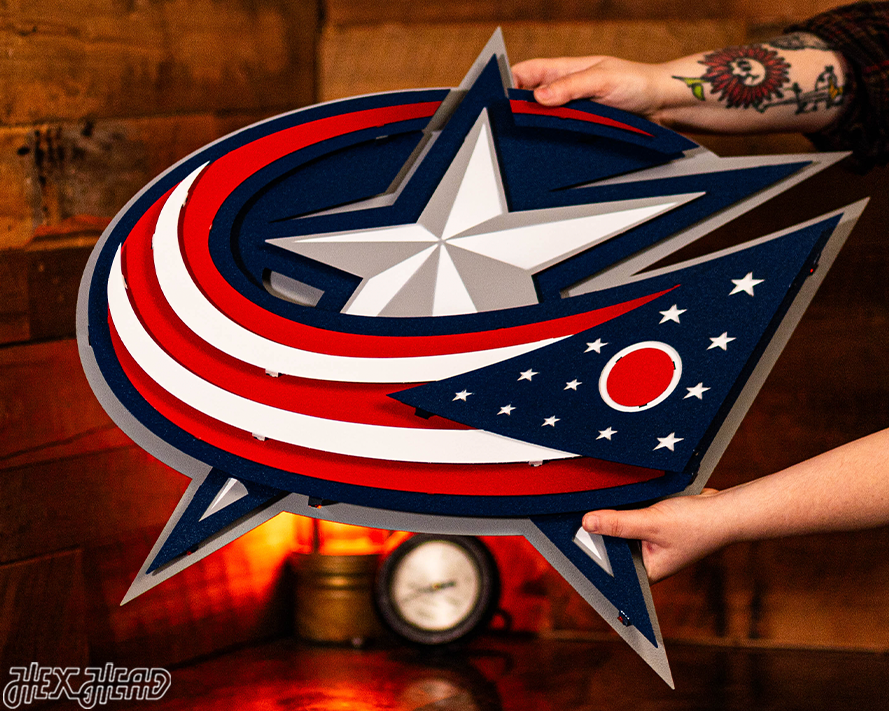 Columbus Blue Jackets NHL 3D Vintage Metal Wall Art