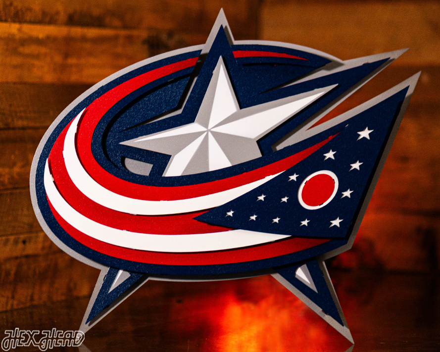 Columbus Blue Jackets NHL 3D Vintage Metal Wall Art