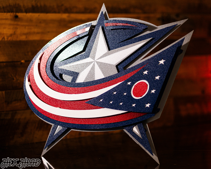 Columbus Blue Jackets NHL 3D Vintage Metal Wall Art