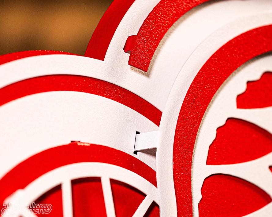 Detroit Red Wings 3D Vintage 9 LAYER Metal Wall Art