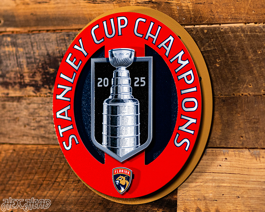 12" Florida Panthers HEX HEAD EXCLUSIVE Design 2025 Champions 3D Metal Wall Art