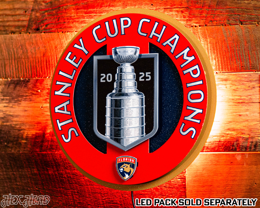 12" Florida Panthers HEX HEAD EXCLUSIVE Design 2025 Champions 3D Metal Wall Art