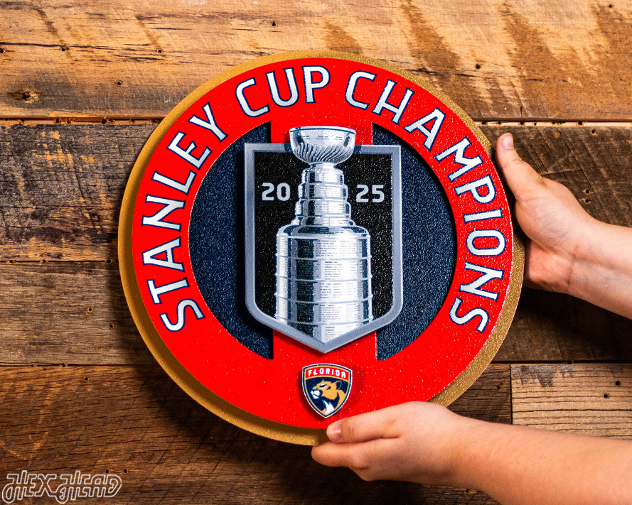 12" Florida Panthers HEX HEAD EXCLUSIVE Design 2025 Champions 3D Metal Wall Art
