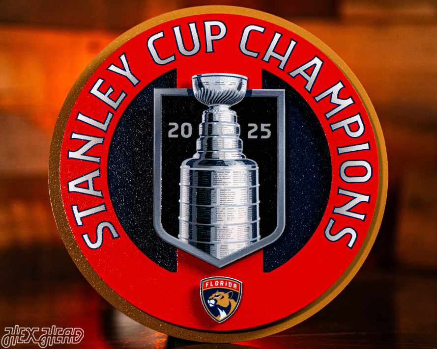 12" Florida Panthers HEX HEAD EXCLUSIVE Design 2025 Champions 3D Metal Wall Art