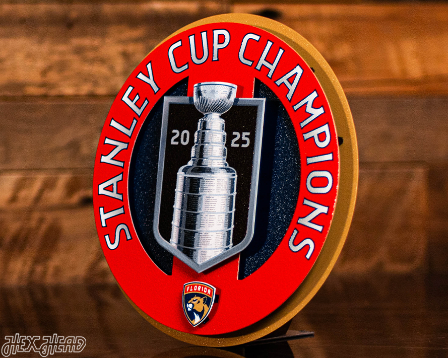 12" Florida Panthers HEX HEAD EXCLUSIVE Design 2025 Champions 3D Metal Wall Art