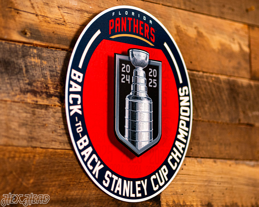 Florida Panthers Back to Back 2025 Stanley Cup Champions 3D Metal Wall Art