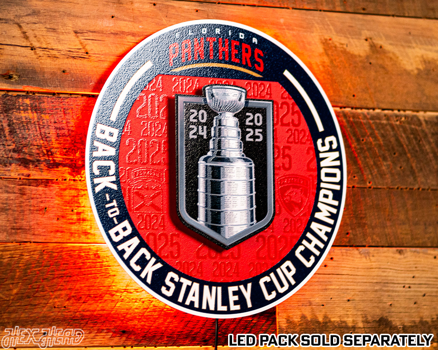 Florida Panthers Back to Back 2025 Stanley Cup Champions 3D Metal Wall Art