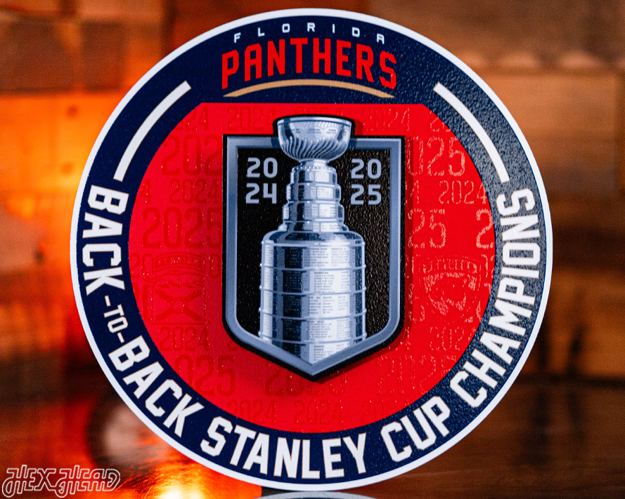 Florida Panthers Back to Back 2025 Stanley Cup Champions 3D Metal Wall Art