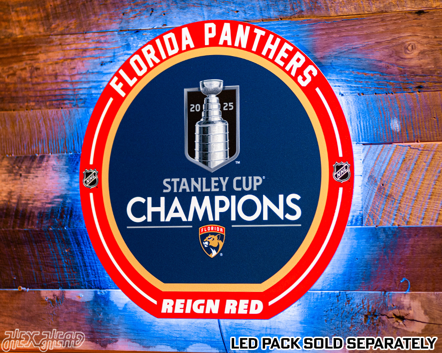 VARSITY Collection- SINGLE layer Florida Panthers 2025 Stanley Cup Metal Wall Art