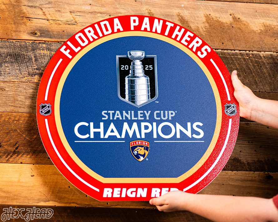 VARSITY Collection- SINGLE layer Florida Panthers 2025 Stanley Cup Metal Wall Art