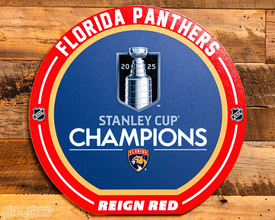 VARSITY Collection- SINGLE layer Florida Panthers 2025 Stanley Cup Metal Wall Art