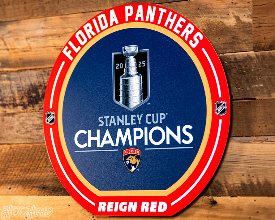 VARSITY Collection- SINGLE layer Florida Panthers 2025 Stanley Cup Metal Wall Art