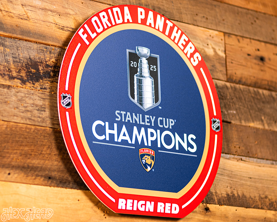 VARSITY Collection- SINGLE layer Florida Panthers 2025 Stanley Cup Metal Wall Art