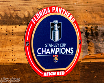 8" Florida Panthers 2025 Stanley Cup Champions "Double Play" On the Shelf or on the Wall Art