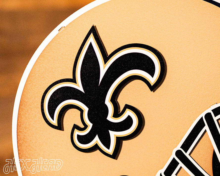 New Orleans Saints Fleur De Lis 3D Vintage Metal Wall Art – Hex Head Art