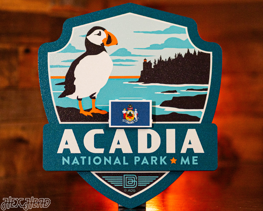 Acadia National Park Badge 3D Metal Wall Art