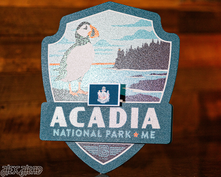 Acadia National Park Badge 3D Metal Wall Art