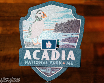 Acadia National Park Badge 3D Metal Wall Art