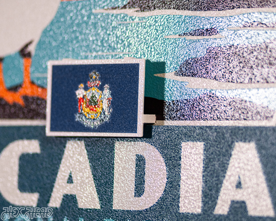 Acadia National Park Badge 3D Metal Wall Art