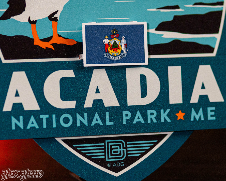 Acadia National Park Badge 3D Metal Wall Art