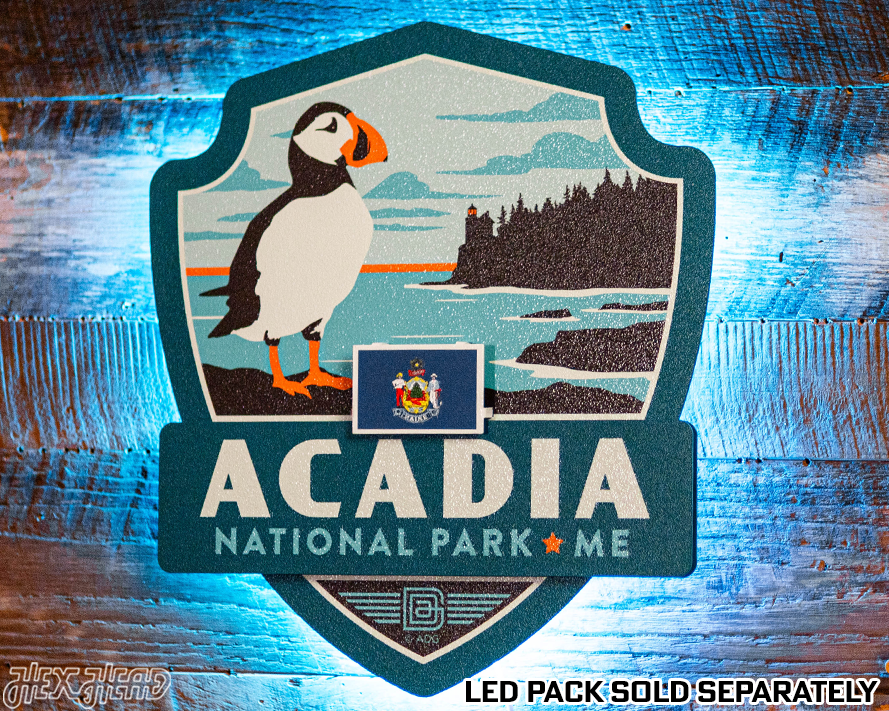 Acadia National Park Badge 3D Metal Wall Art