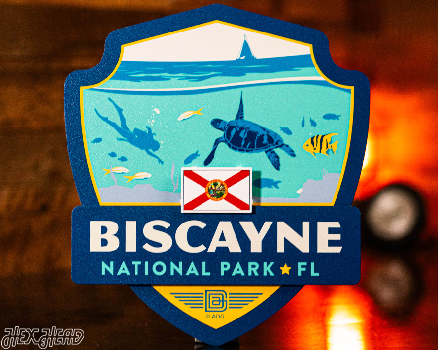 Biscayne National Park Badge 3D Metal Wall Art