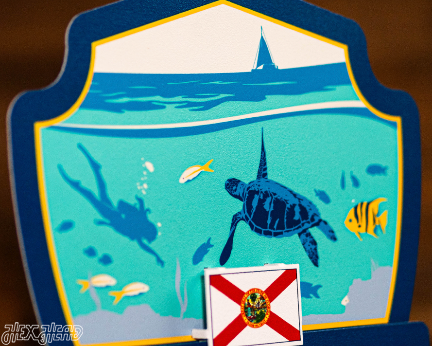 Biscayne National Park Badge 3D Metal Wall Art