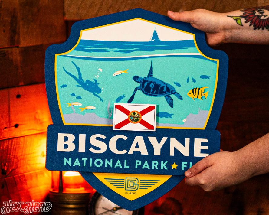 Biscayne National Park Badge 3D Metal Wall Art