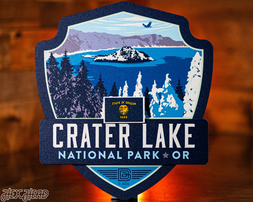 Crater Lake National Park Badge 3D Metal Wall Art