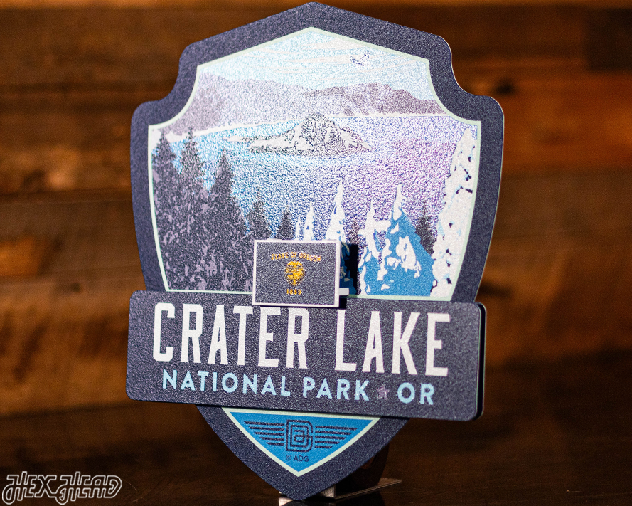 Crater Lake National Park Badge 3D Metal Wall Art
