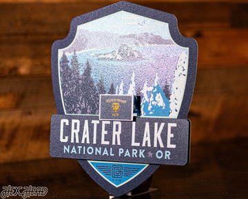 Crater Lake National Park Badge 3D Metal Wall Art