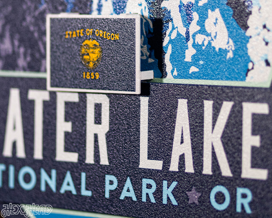 Crater Lake National Park Badge 3D Metal Wall Art