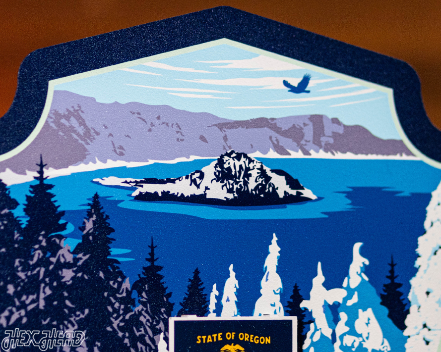 Crater Lake National Park Badge 3D Metal Wall Art