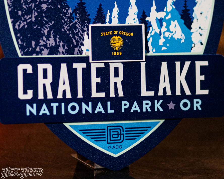 Crater Lake National Park Badge 3D Metal Wall Art