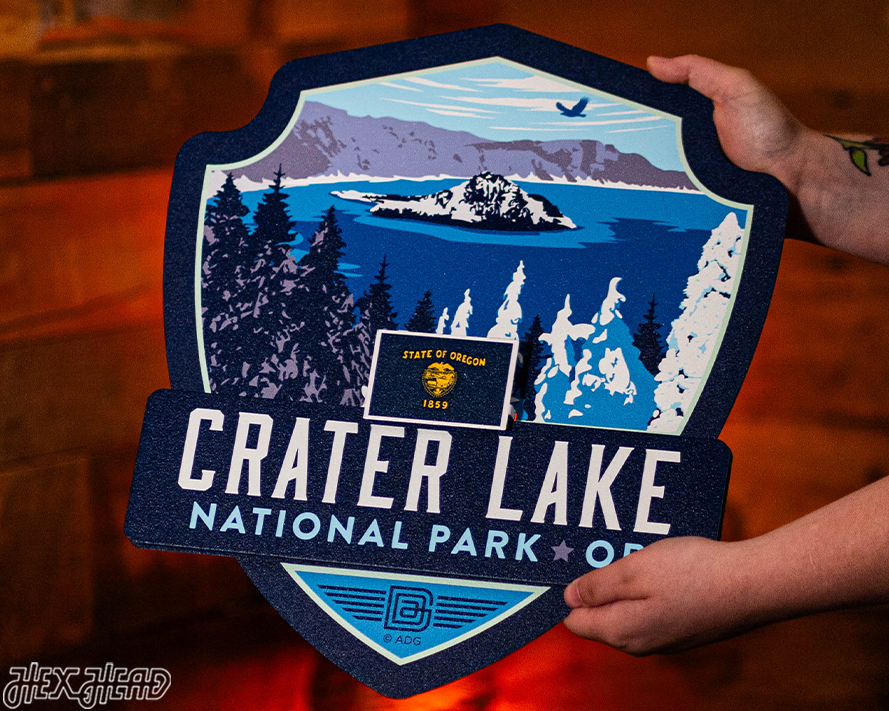 Crater Lake National Park Badge 3D Metal Wall Art