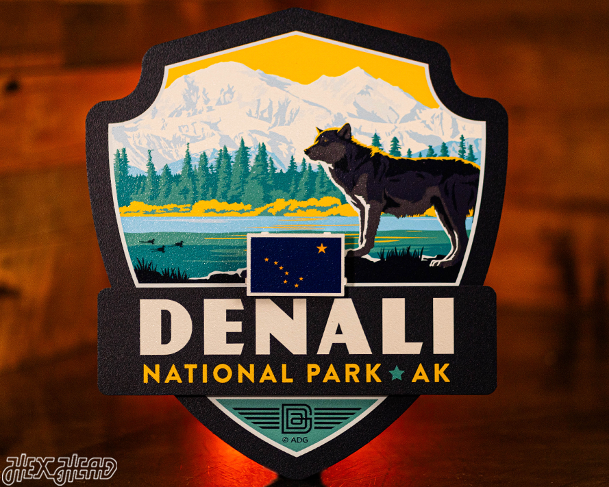 Denali National Park Badge 3D Metal Wall Art