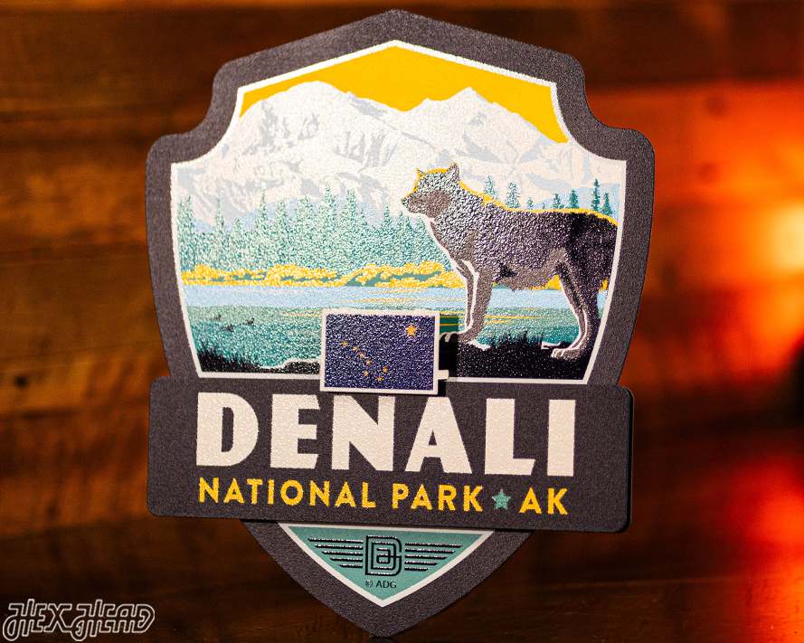 Denali National Park Badge 3D Metal Wall Art
