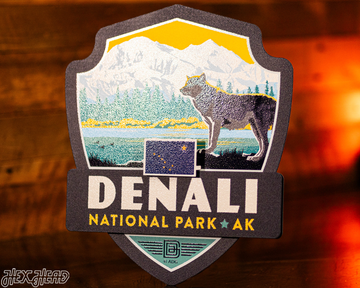 Denali National Park Badge 3D Metal Wall Art