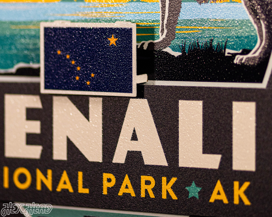 Denali National Park Badge 3D Metal Wall Art