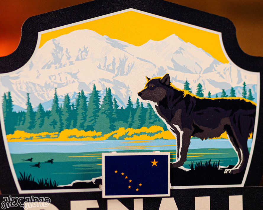 Denali National Park Badge 3D Metal Wall Art