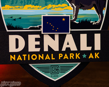 Denali National Park Badge 3D Metal Wall Art