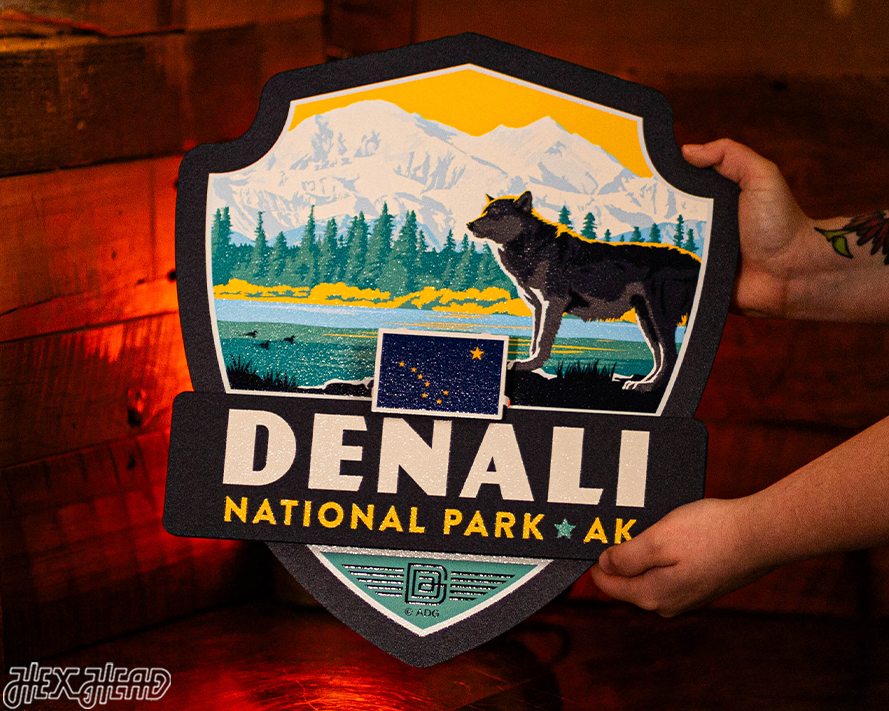 Denali National Park Badge 3D Metal Wall Art