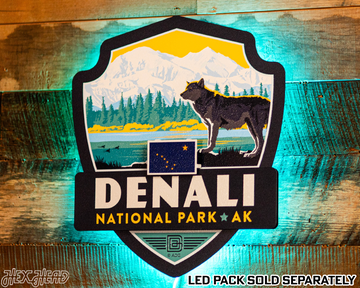 Denali National Park Badge 3D Metal Wall Art