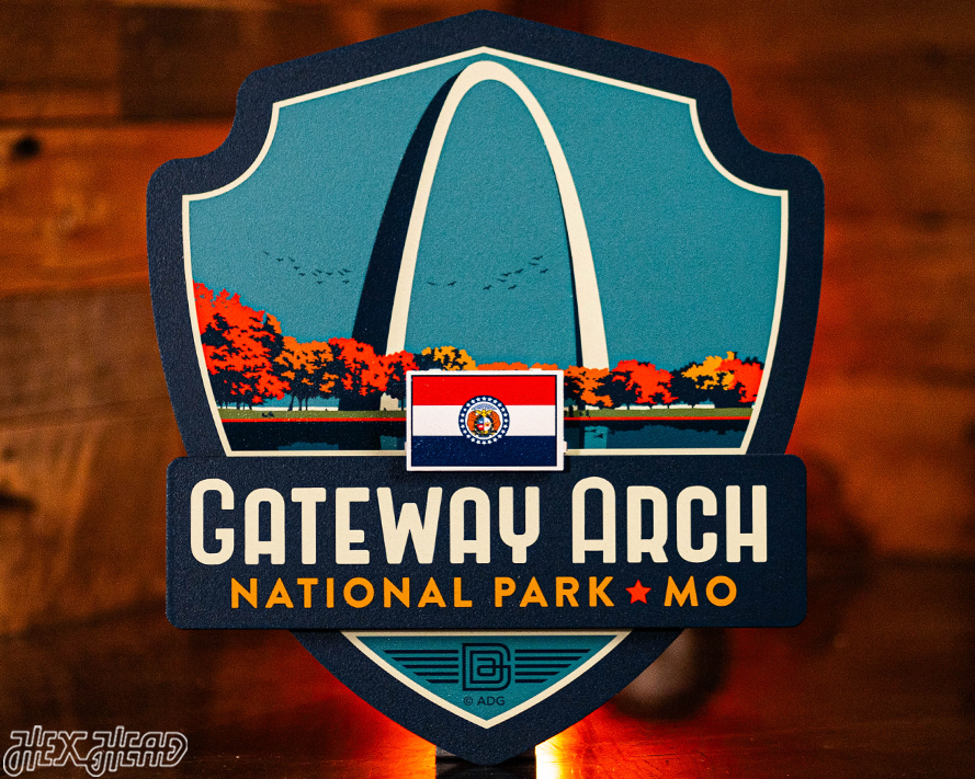 Gateway Arch National Park Badge 3D Metal Wall Art