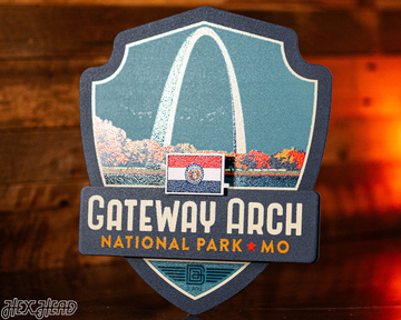 Gateway Arch National Park Badge 3D Metal Wall Art