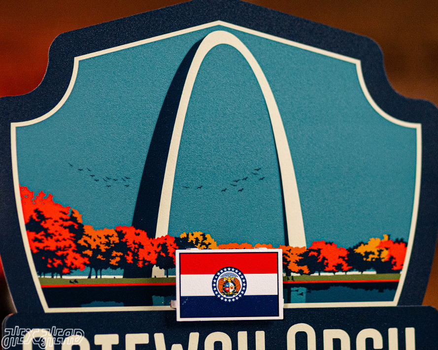 Gateway Arch National Park Badge 3D Metal Wall Art