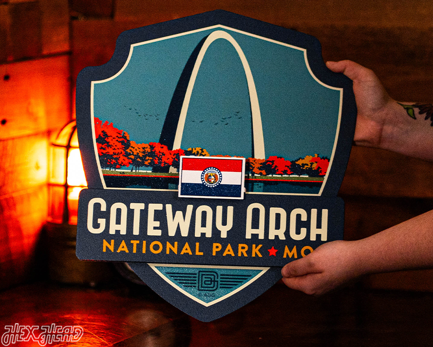 Gateway Arch National Park Badge 3D Metal Wall Art