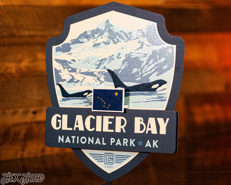 Glacier Bay National Park Badge 3D Metal Wall Art