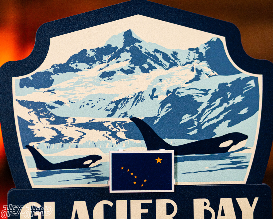Glacier Bay National Park Badge 3D Metal Wall Art
