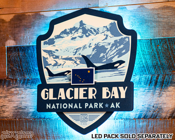 Glacier Bay National Park Badge 3D Metal Wall Art